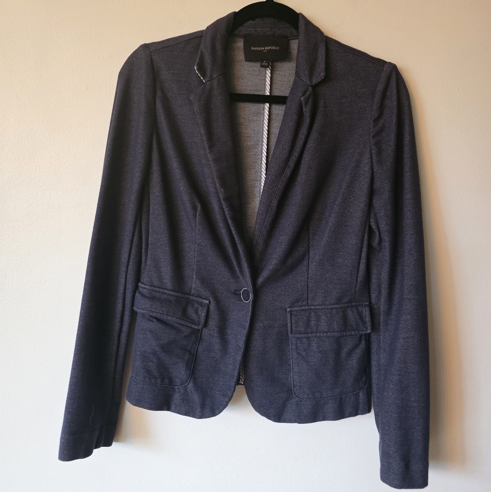 Banana Republic Tailored Cropped Blazer Jacket - Navy